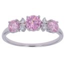 9ct White Gold Pink and Clear Cubic Zirconia Fancy Ring