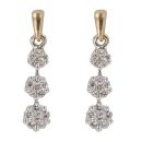 18ct Yellow and White Gold 0.50ct Brilliant Cut Diamond Cluster Drop Earrings