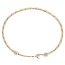 9ct Yellow and White Gold Twist Hook and Eye Hinged Bangle