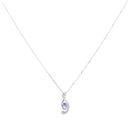 9ct White Gold 0.01ct Diamond and Tanzanite Pendant and Chain 18"