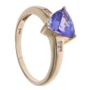 14ct Yellow Gold 0.05ct Diamond and Tanzanite Single Stone Ring