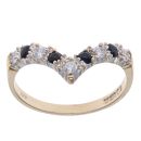 9ct Yellow Gold Cubic Zirconia and Sapphire Wishbone Ring