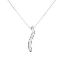 9ct White Gold Cubic Zirconia Wave Pendant And Chain 18"