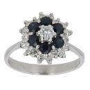 18ct White Gold 0.35ct Diamond And Sapphire Cluster Ring