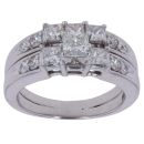 14ct White Gold 1.85ct Princess And Brilliant Cut Diamond Cluster Ring