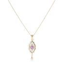 9ct Yellow Gold Amethyst and Pearl Clogau Pendant and Chain 18"