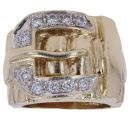 9ct Yellow Gold Cubic Zirconia Watch Strap Buckle Ring