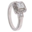18ct White Gold 1.00ct Brilliant and Princess Cut Diamond Cluster Ring