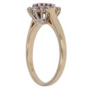 18ct Yellow Gold 0.15ct Diamond and Ruby Cluster Ring