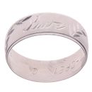 9ct White Gold Patterned Leaf Wedding Band 6mm