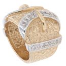 9ct Yellow And White Gold Cubic Zirconia Double Buckle Ring
