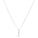 9ct Yellow Gold 0.01ct Diamond and Blue Topaz Pendant and Chain 18"