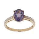 9ct Yellow Gold 0.05ct Diamond and Iolite Single Stone Ring
