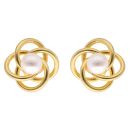 Gold Plated Silver Freshwater Pearl Knotted Stud Earrings