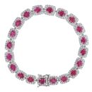 18ct White Gold 2.80ct Brilliant Cut Diamond and Created Ruby Cluster Bracelet 7"