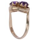 9ct Yellow Gold Amethyst Two Stone Ring