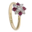 18ct Yellow Gold 0.35ct Brilliant Cut Diamond and Ruby Cluster Ring