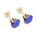 9ct Yellow Gold Tanzanite Cubic Zirconia Stud Earrings 7mm