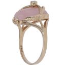 9ct Yellow Gold Rose Quartz and Cubic Zirconia Two Stone Ring