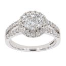 9ct White Gold 1.00ct Diamond Cluster Ring