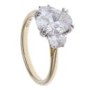 9ct Yellow Gold 2.61ct Oval and Modified Trapeze Cut Lab Grown Diamond Trilogy Ring