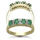 9ct Yellow Gold Diamond 0.12ct & Emerald Ring