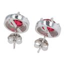 Silver Cubic Zirconia And Red Gemstone Heart Cluster Stud Earrings by Icesia