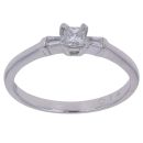 18ct White Gold 0.20ct Princess and Baguette Cut Diamond Solitaire Ring