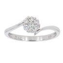 9ct White Gold 0.24ct Diamond Cluster Twist Ring by Anya Belle
