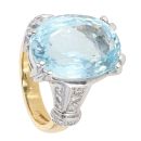 18ct Yellow And White Gold Aquamarine And Diamond Ring