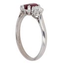 18ct White Gold 0.40ct Brilliant Cut Diamond and Ruby Three Stone Ring