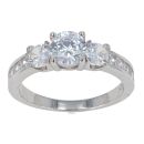 Silver Cubic Zirconia 3 Stone Ring by Icesia