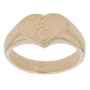 9ct Yellow Gold Initial 'E' Heart Signet Ring
