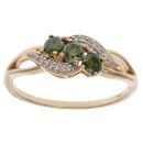 9ct Yellow Gold 0.50ct Brilliant Cut Green and White Diamond Twist Ring