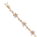 14ct Yellow and White Gold Flower Bracelet 7.5"