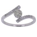14ct White Gold 0.25ct Brilliant Cut Diamond Cluster Twist Ring