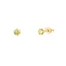 9ct Yellow Gold Light Peridot Cubic Zirconia Stud Earrings 3mm