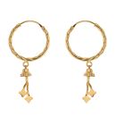 22ct Yellow Gold Star Dropper Hoop Earrings
