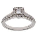Platinum 0.69ct Princess and Brilliant Cut Cluster Ring