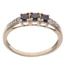 9ct Yellow Gold 0.05ct Diamond and Sapphire Three Stone Ring