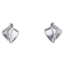 925 Sterling Silver Cubic Zirconia Leaf Stud Earrings