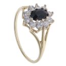 9ct Yellow Gold Cubic Zirconia and Sapphire Cluster Ring