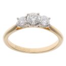 18ct Yellow Gold 0.65ct Brilliant Cut Diamond Trilogy Ring