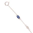 9ct White Gold 0.11ct Diamond And Created Sapphire Bracelet 7"