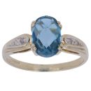 9ct Yellow Gold 0.05ct Diamond and Blue Topaz Ring