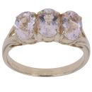 9ct Yellow Gold Pink Cubic Zirconia Three Stone Ring