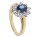 18ct Yellow Gold 0.63ct Brilliant Cut Diamond and Sapphire Cluster Ring