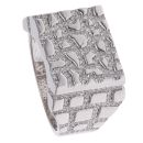 Silver Cubic Zirconia Patterned Signet Ring By Icesia