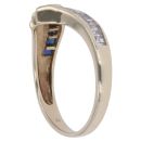 9ct Yellow Gold Cubic Zirconia and Sapphire Wishbone Ring