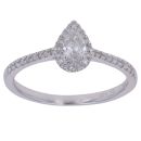 9ct White Gold 0.33ct Pear and Brilliant Cut Diamond Cluster Ring